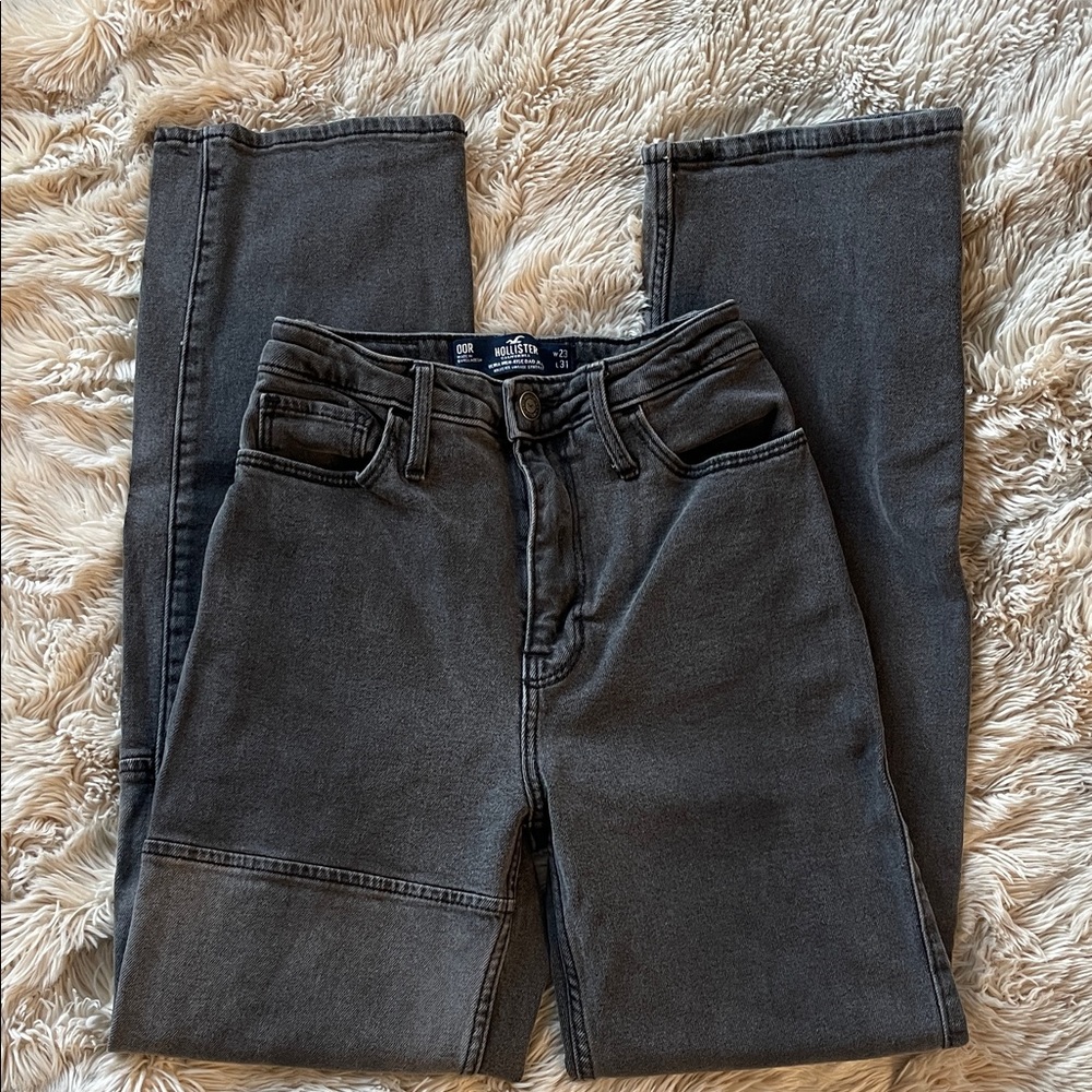 Hollister Women's Dark Gray Straight Leg Jeans
